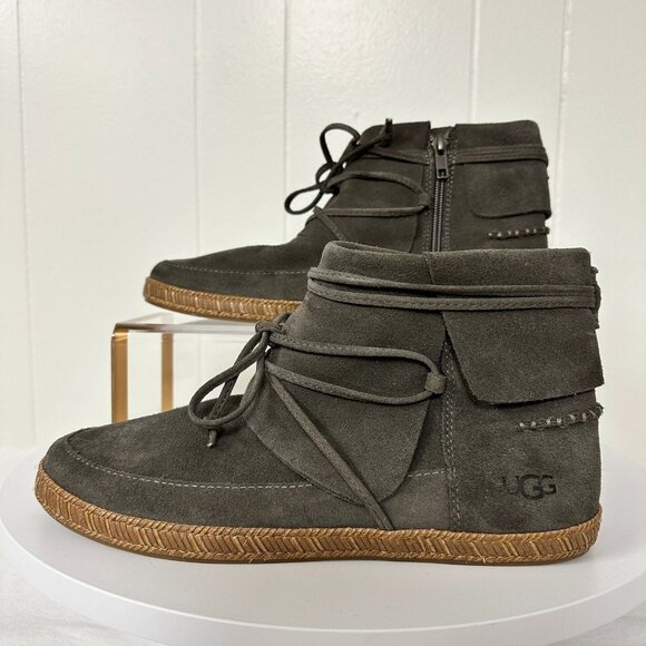UGG Reid Ankle Boot Womens Size 10 Suede Bootie Slate Gray Zipper - Picture 3 of 12